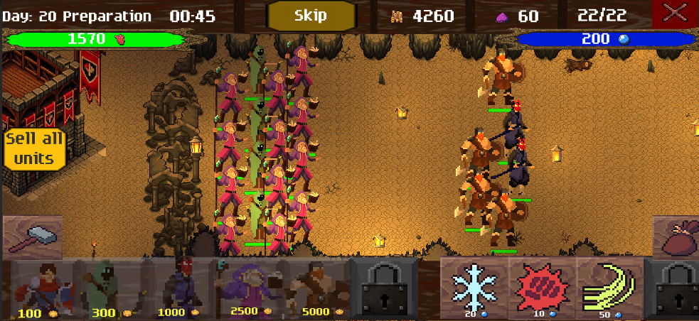 Final Defenders gameplay screenshot showing tower-defense combat